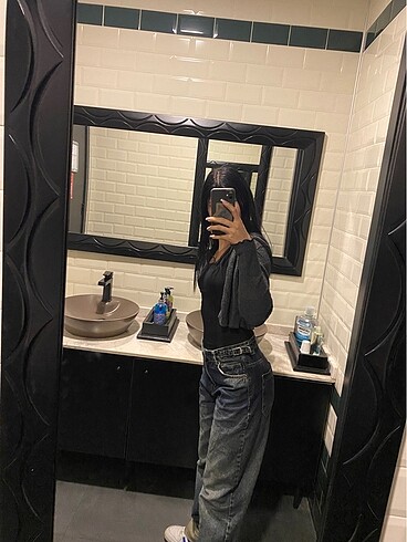 38 Beden Athlo mavi tint wide leg jean