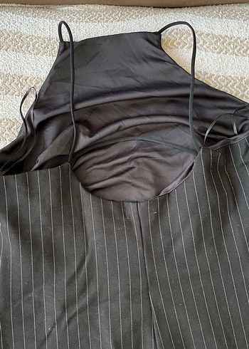 Kadın Siyah Çizgili Askılı Elbise - Görsel 2