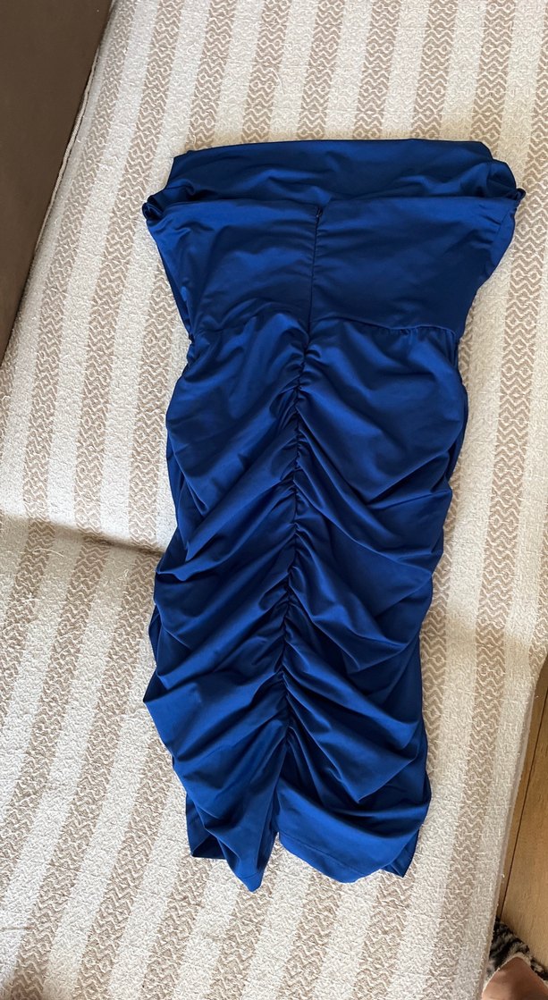 Lacivert Straplez Abiye Elbise - Görsel 2