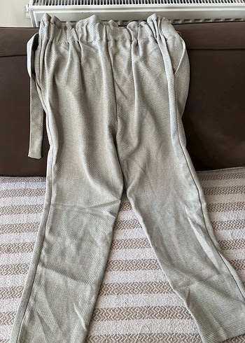 Bej Kemerli Rahat Kadın Keten Pantolon - Görsel 3
