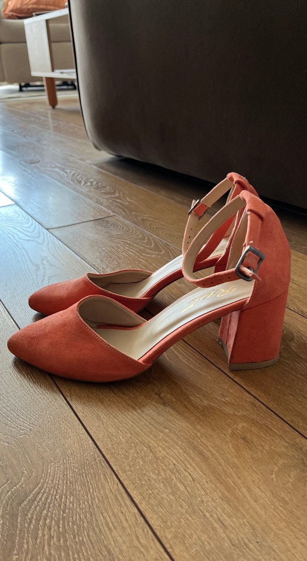 Turuncu Süet  Topuklu Kadın Ayakkabı - Görsel 2