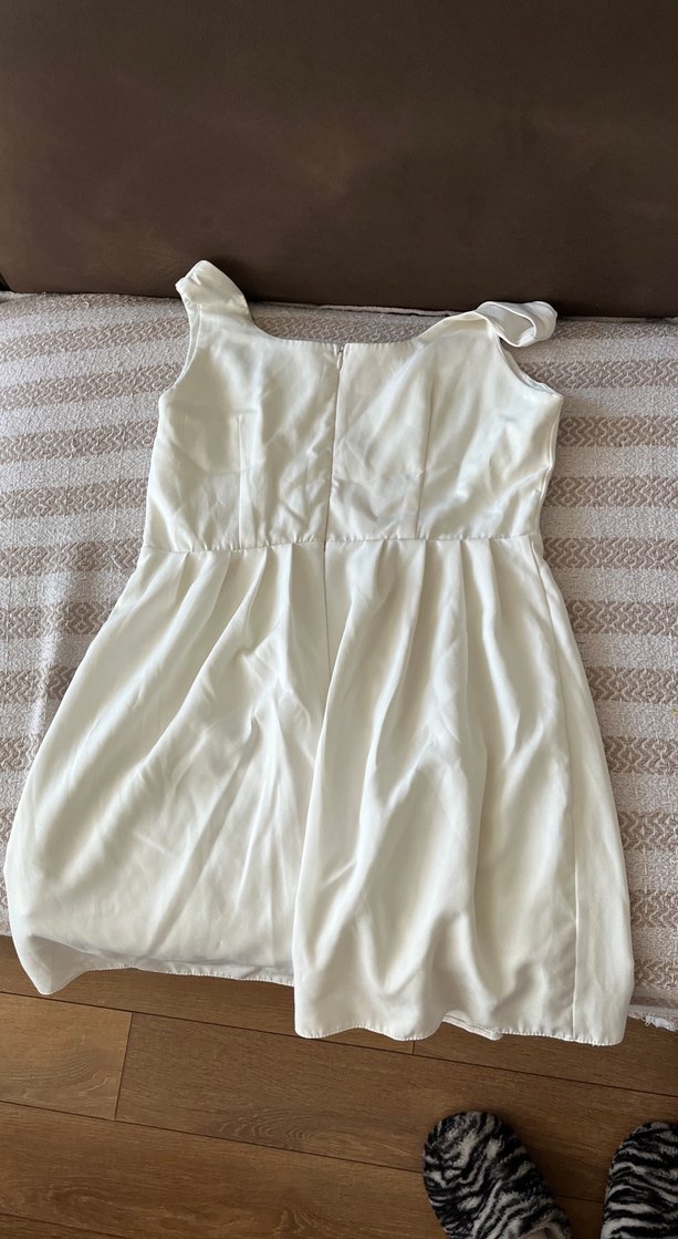 Beyaz Midi Mini Düğün Elbisesi - Görsel 2