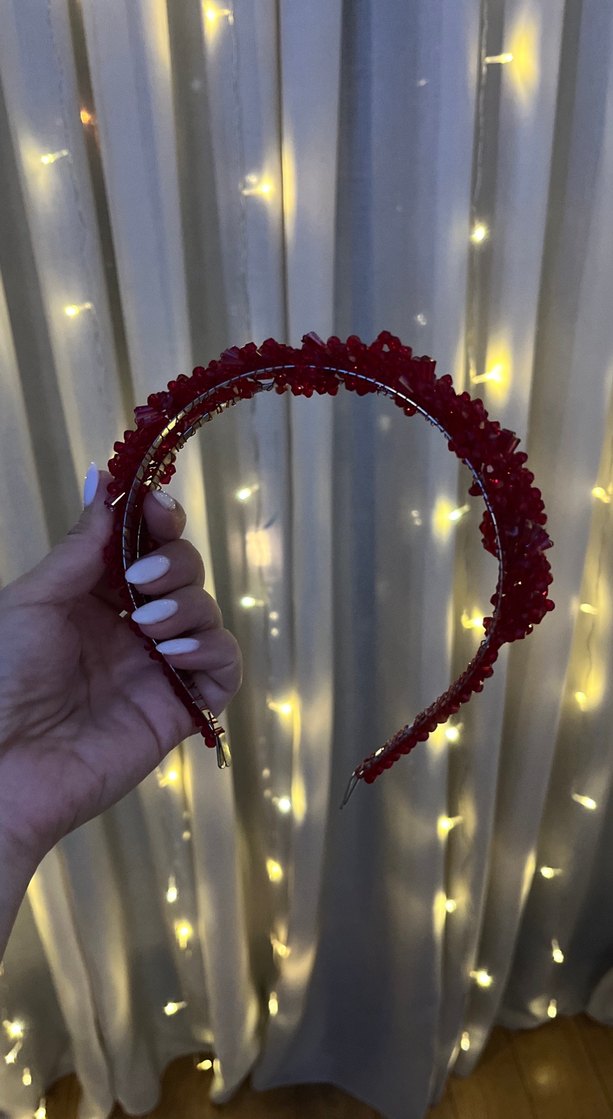 Kırmızı parlak kına tacı - Görsel 2