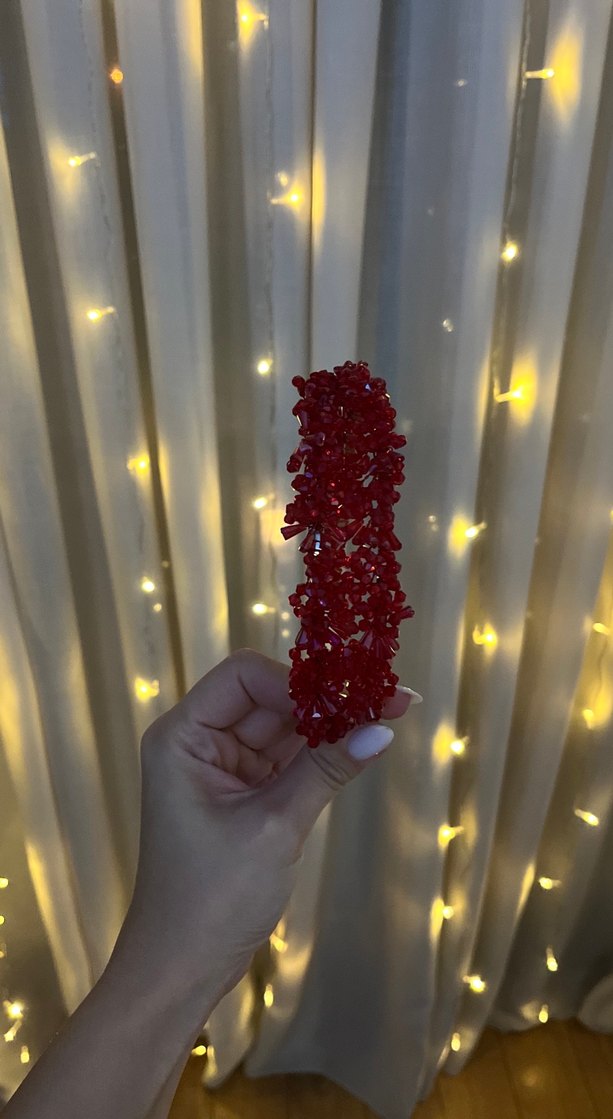 Kırmızı parlak kına tacı - Görsel 3