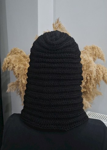 Siyah Örgü Gotik Kadın Bere - Görsel 4