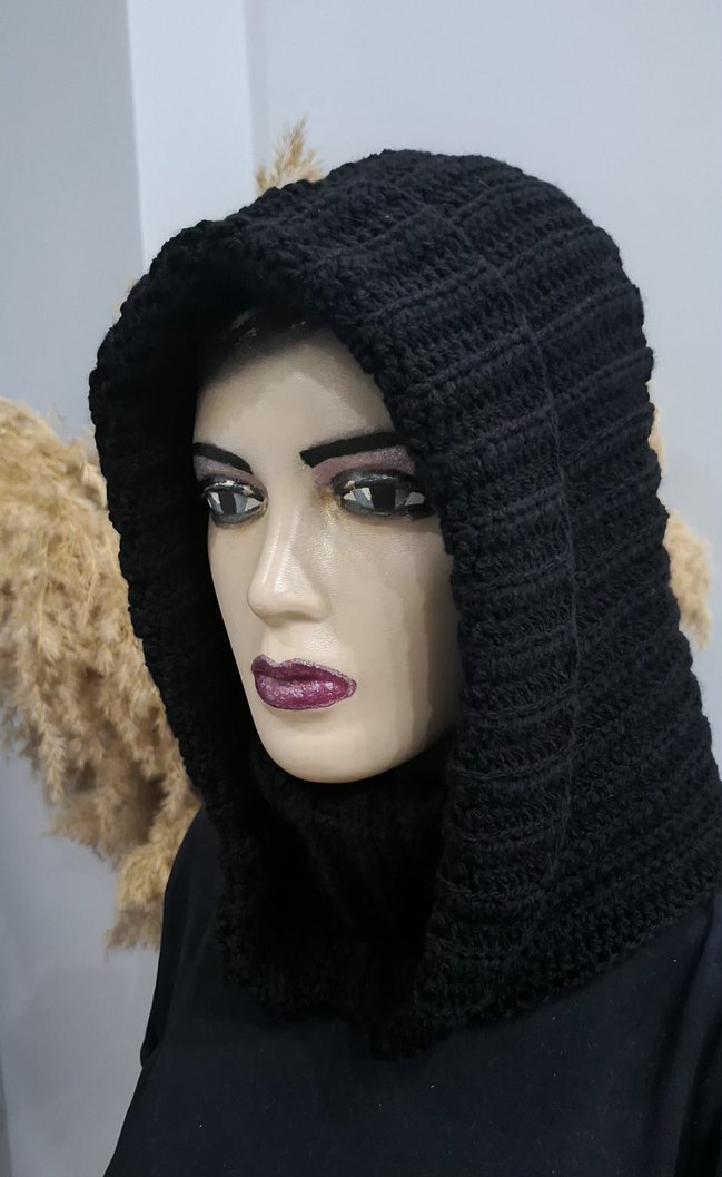 Siyah Örgü Gotik Kadın Bere - Görsel 5