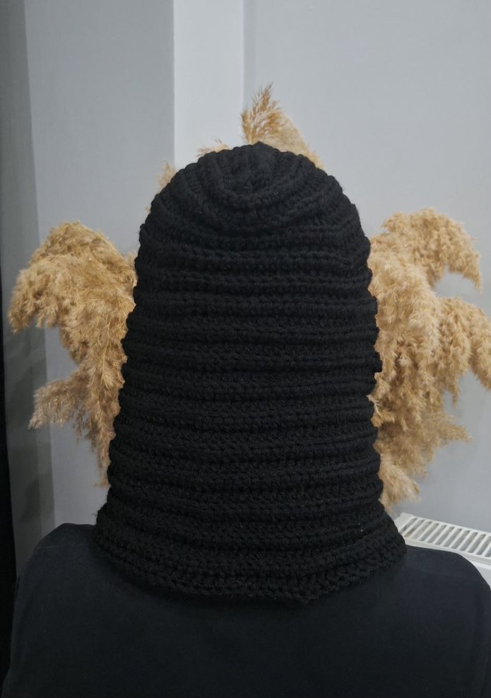 Siyah Örgü Gotik Kadın Bere - Görsel 4