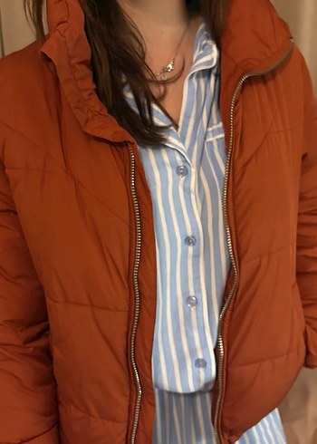 Düğmeli Kahverengi Midi Kadın Ceket - Görsel 4