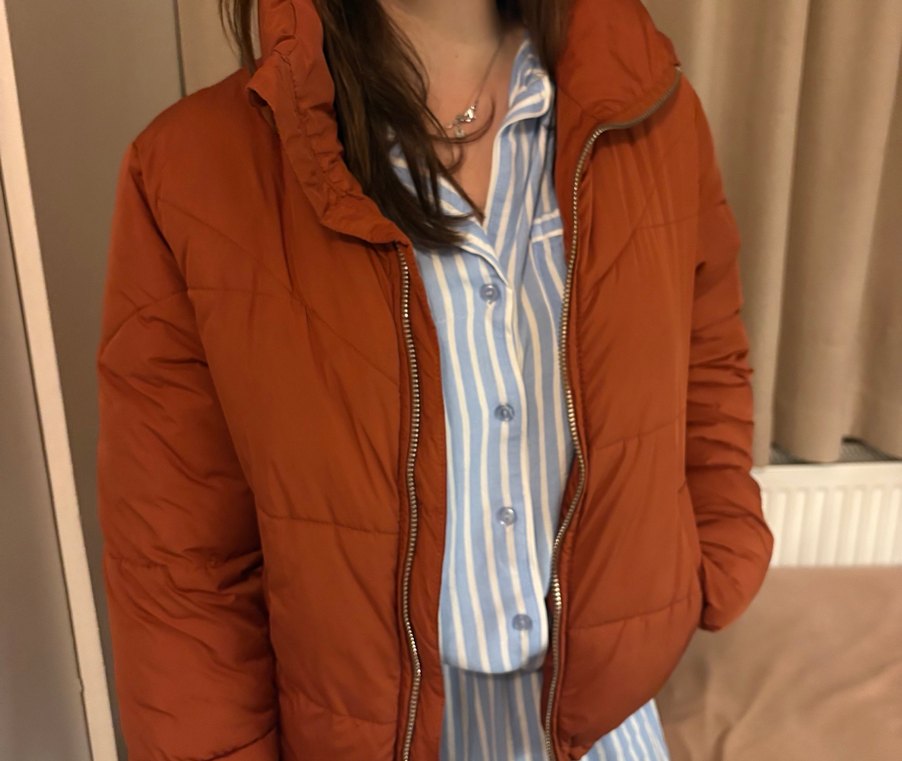 Düğmeli Kahverengi Midi Kadın Ceket - Görsel 4