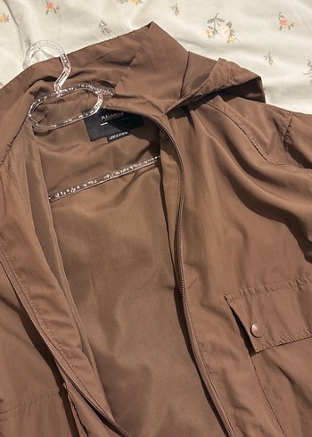 Düğmeli Çizgili Keten yağmurluk - Görsel 2