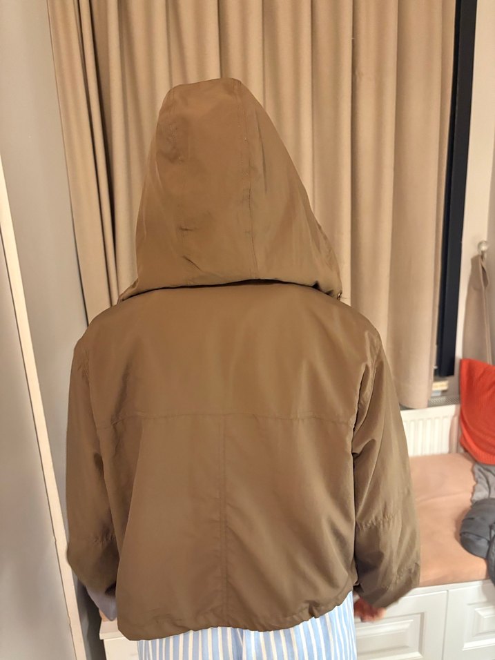 Düğmeli Çizgili Keten yağmurluk - Görsel 3