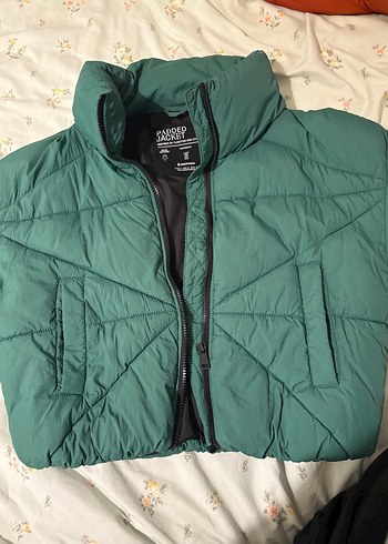 Yeşil Fermuarlı Kadın Kış mont - Görsel 2