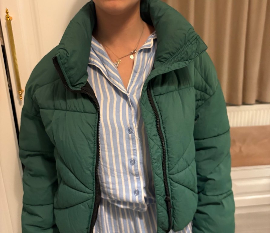 Yeşil Fermuarlı Kadın Kış mont - Görsel 5