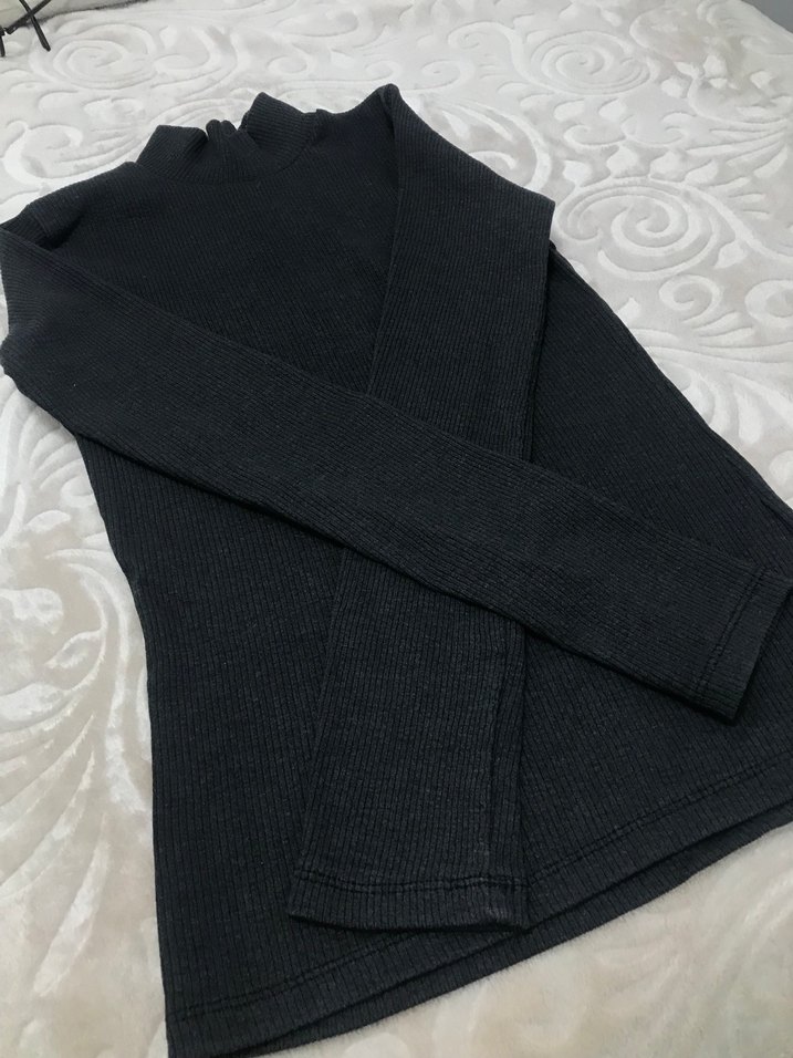 Kadın Siyah Yarım Balıkçı Triko Kazak - Görsel 3