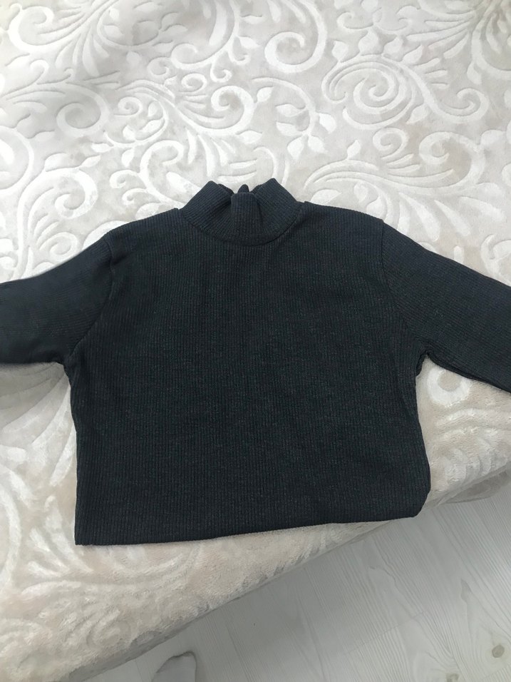 Kadın Siyah Yarım Balıkçı Triko Kazak - Görsel 2