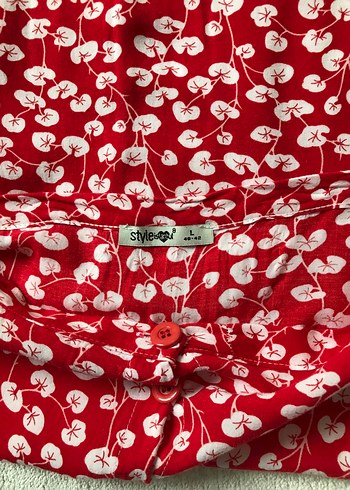 Düğmeli Kırmızı Bohem Midi Etek - Görsel 2