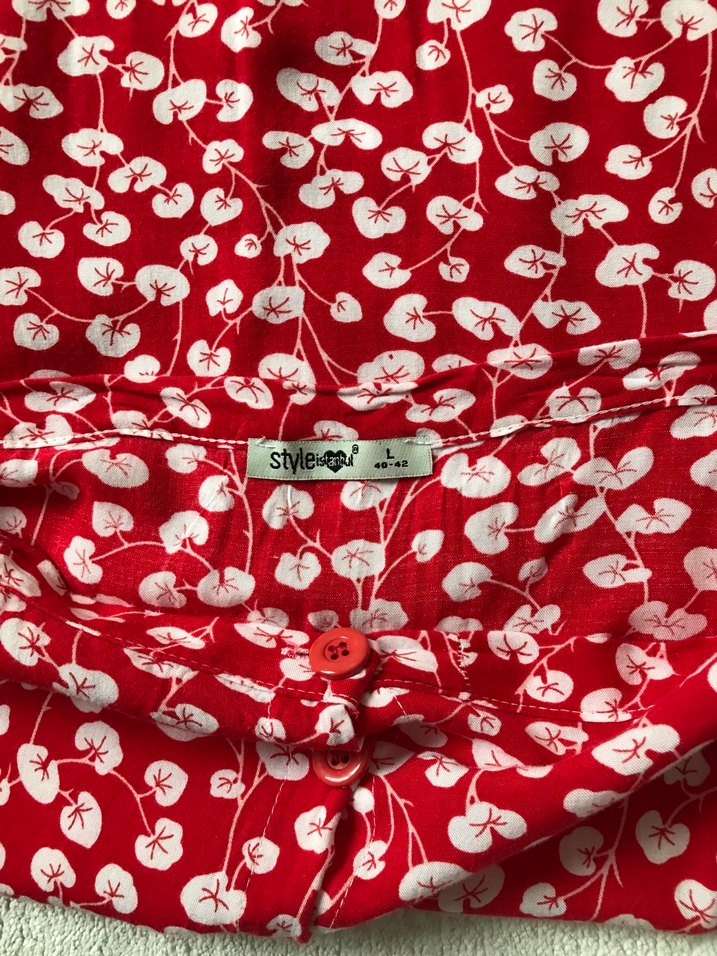 Düğmeli Kırmızı Bohem Midi Etek - Görsel 2