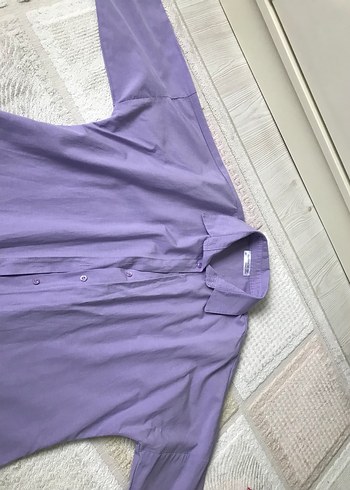 Mor Keten Düğmeli Kısa Kollu Gömlek - Görsel 2