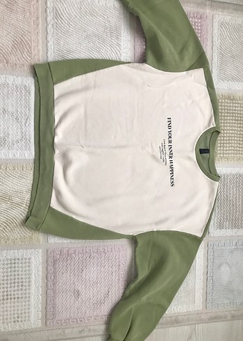 Yeşil Pamuklu Baskılı Kadın Sweatshirt - Görsel 3