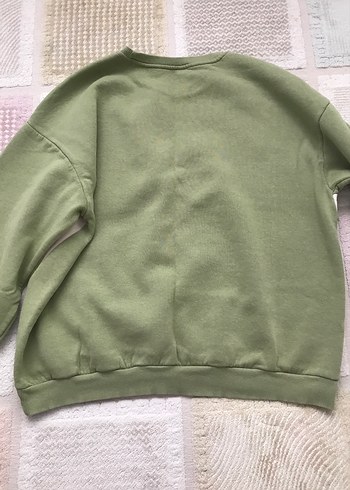 Yeşil Pamuklu Baskılı Kadın Sweatshirt - Görsel 4