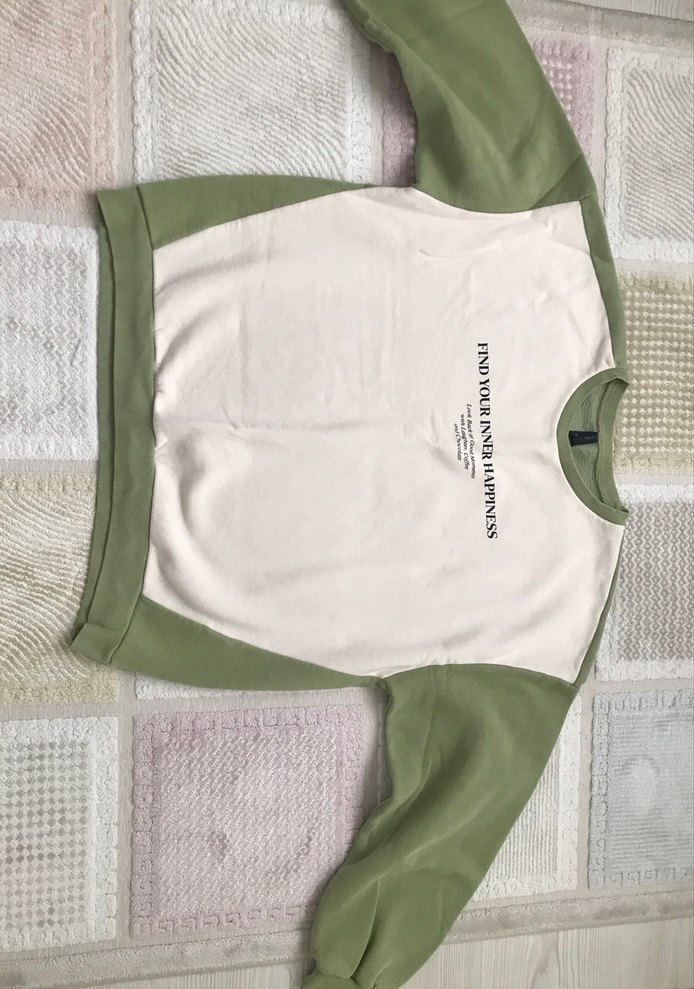 Yeşil Pamuklu Baskılı Kadın Sweatshirt - Görsel 3