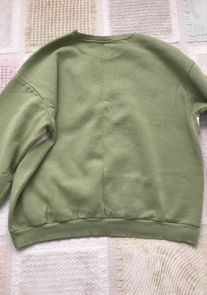 Yeşil Pamuklu Baskılı Kadın Sweatshirt - Görsel 4