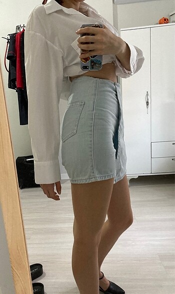 xs Beden mavi Renk jean şort etek