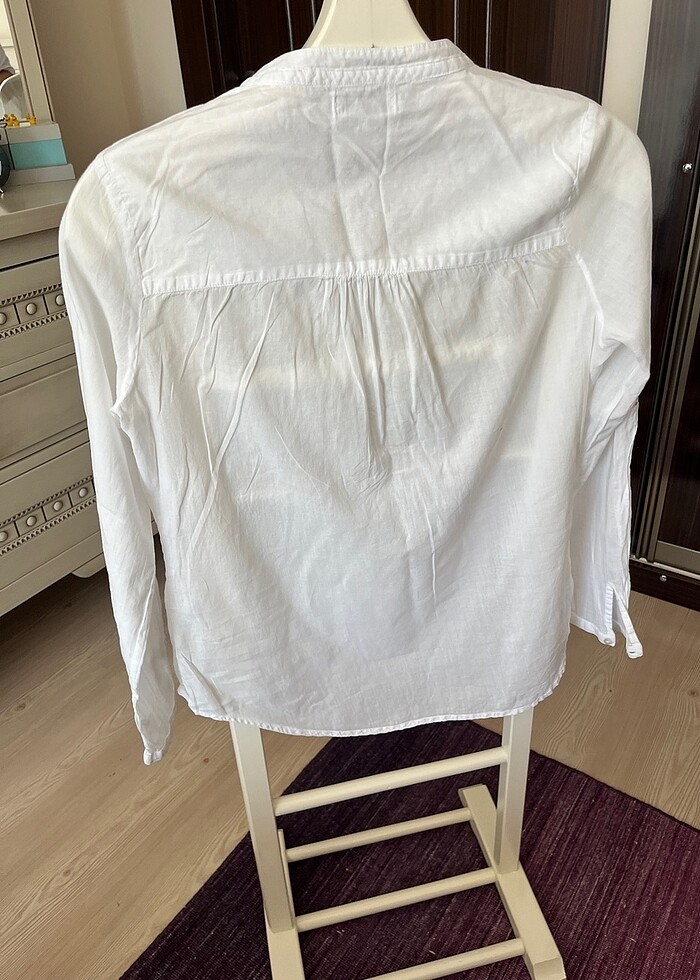 Beyaz keten gömlek - Görsel 3