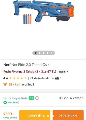 Nerf ner elite 2.0 tabanca. Adet fiyatıdır - Görsel 3
