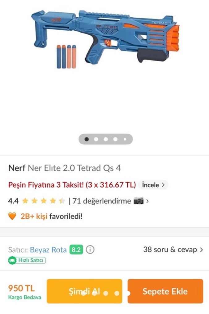 Nerf ner elite 2.0 tabanca. Adet fiyatıdır - Görsel 3