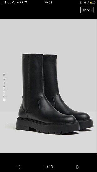 Bershka siyah deri bot