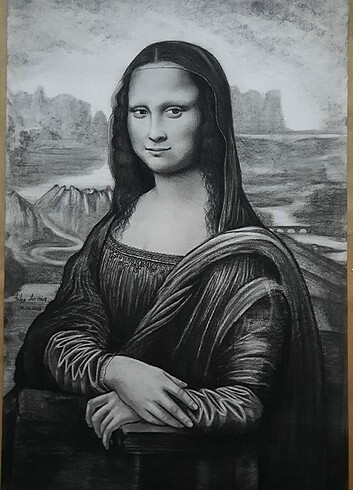 Mona Lisa kömür kalem reprodüksiyon.