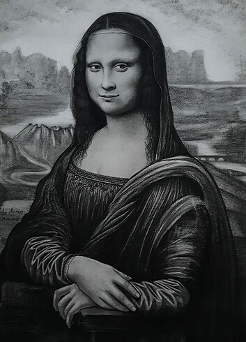 Tasarımcı Mona Lisa kömür kalem reprodüksiyon.
