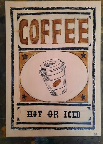 Beden kahverengi Renk Retro Kafe Posteri