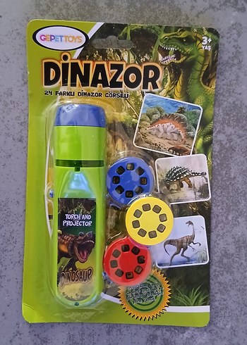 Renkli Dinazor Projektörlü El Feneri