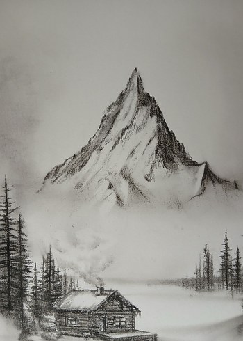 Karlı Dağ ve Orman Manzaralı Resim - Görsel 4