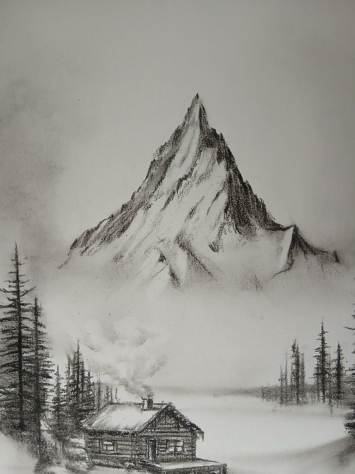 Karlı Dağ ve Orman Manzaralı Resim - Görsel 4