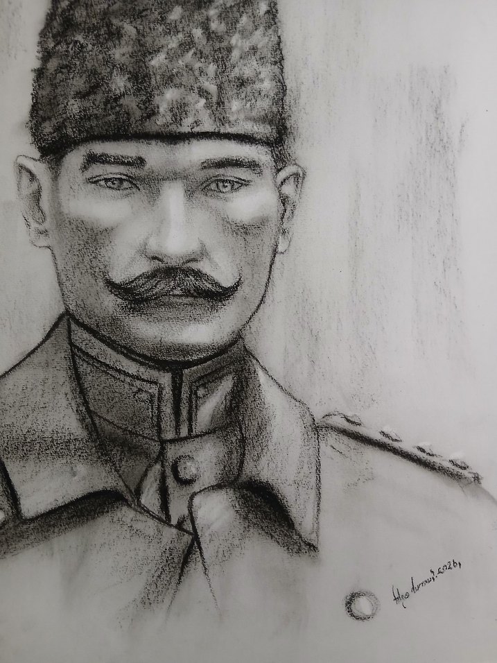 Kolağası Mustafa Kemal Kömürkalem Portre - Görsel 4