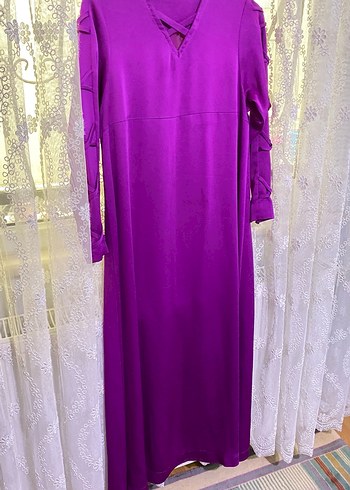 Mor Uzun Kollu Bohem Salaş Elbise - Görsel 2
