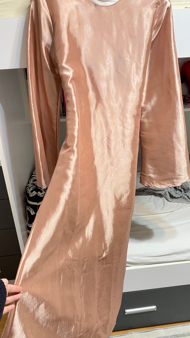 Belden oturtmalı pembe elbise - Görsel 2