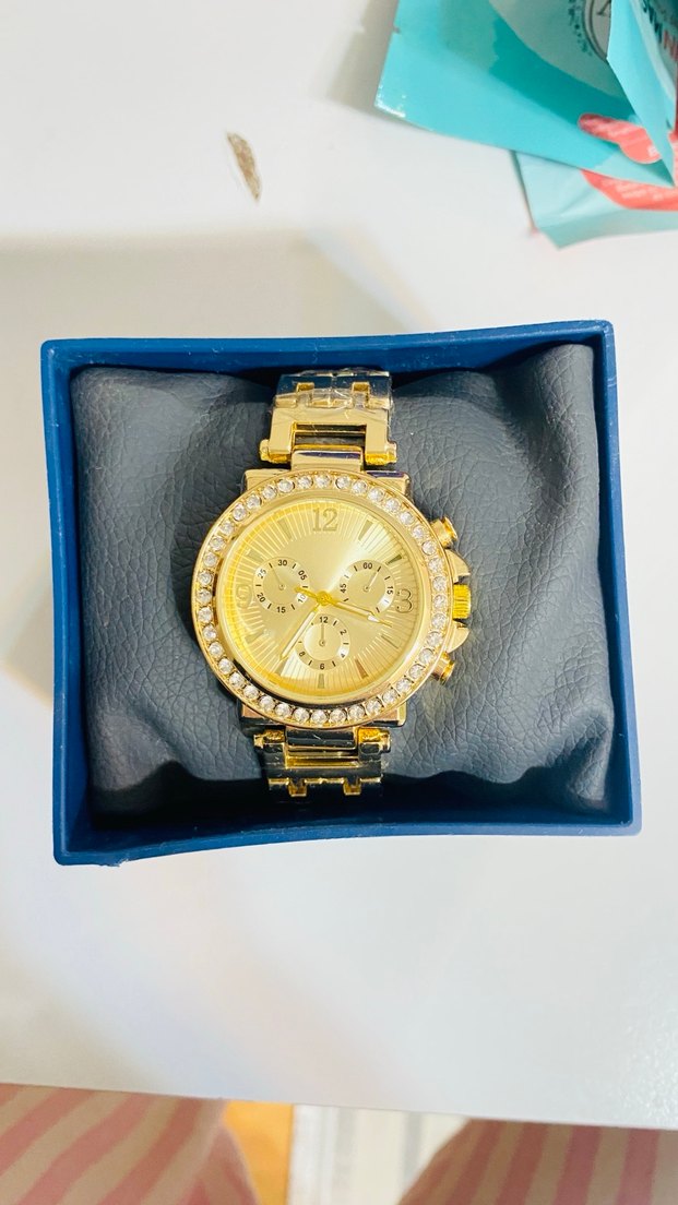 Kadın Parlak Altın Kemerli Saat - Görsel 2