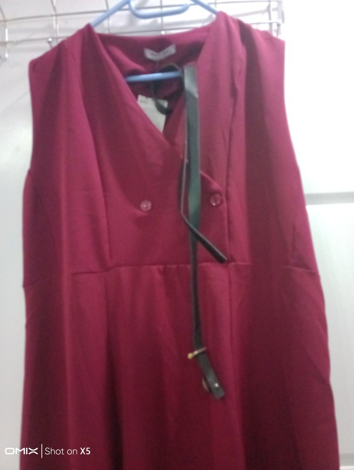 Bordo Drapeli Uzun Klasik Elbise - Görsel 3