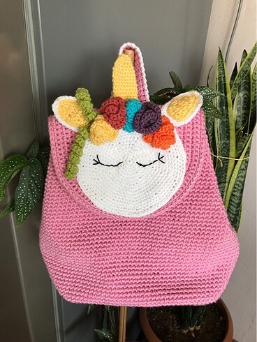 El örgüsü çocuk çantası Unicorn çanta
