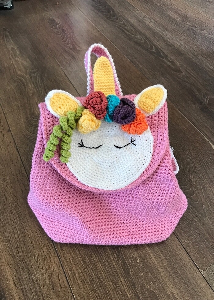 El örgüsü çocuk çantası Unicorn çanta - Görsel 3