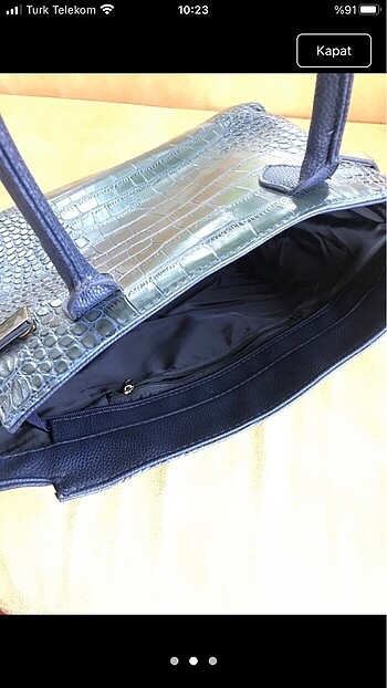 lacivert deri kol çantası - Görsel 2
