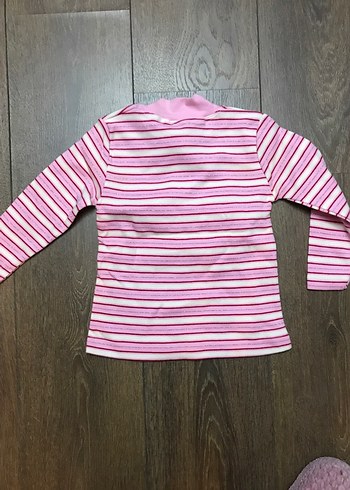 Kız Çocuk Pembe Uzun Kollu Balıkçı Yaka Tişört - Görsel 2