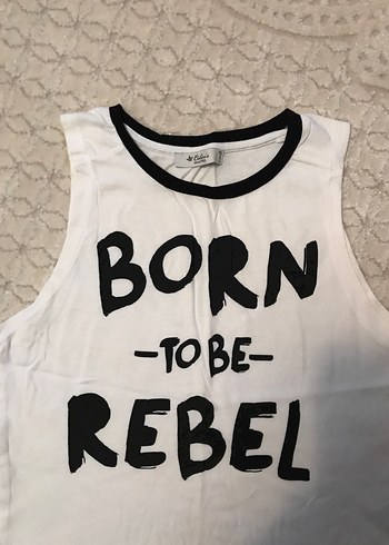 Beyaz Baskılı Rock Punk Kadın Atlet - Görsel 2