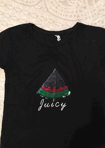 Kız Çocuk Siyah Karpuz Baskılı Kısa Kollu Tişört - Görsel 3