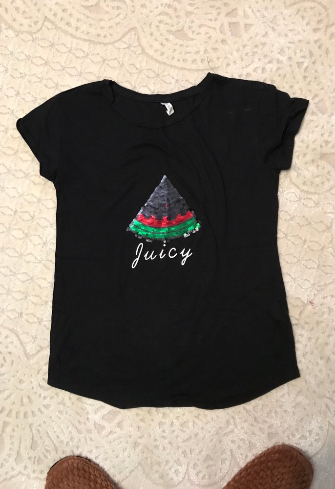 Kız Çocuk Siyah Karpuz Baskılı Kısa Kollu Tişört - Görsel 2