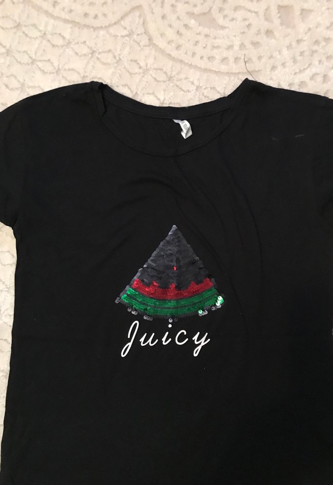 Kız Çocuk Siyah Karpuz Baskılı Kısa Kollu Tişört - Görsel 3